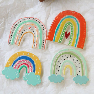 30pcs Cartoon Arched Rainbow Acrylic Beads for Earring/Garment Accessory