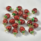 Alloy 3D Strawberry Pendants Charms for DIY Jewelry Making