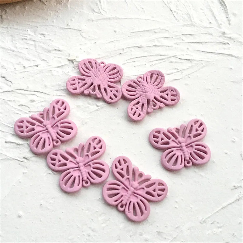 Purple Rubber Paint Animals Butterfly Shape Locket Charms
