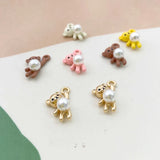 50pcs Cartoon Bear Shape Alloy Floating Locket Charms