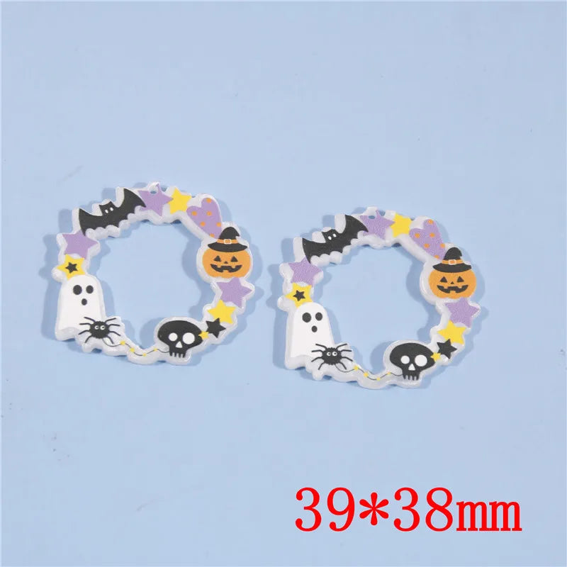 50pcs/lot Cute Cartoon Cats/Rounds Acrylic Beads for DIY Earrings/Garment