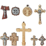 Diyalo 10Pcs Wooden INRI Crucifix Jesus Charm St. Benedict Crosses Pendant