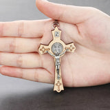 Diyalo 10Pcs Wooden INRI Crucifix Jesus Charm St. Benedict Crosses Pendant