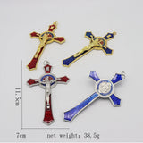 Religious St Benedict Wall Cross Crucifix Pendant 11x7cm