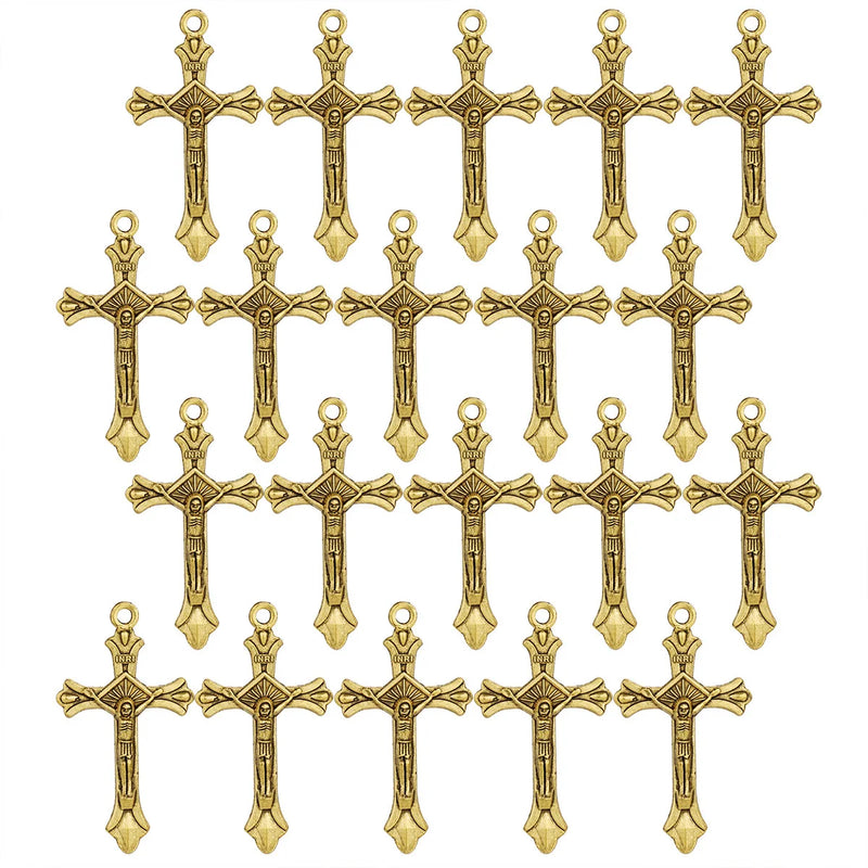 20Pcs Catholic Crucifix Jesus Cross Charms INRI Holy Christ Pendants