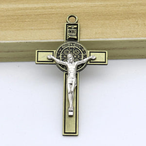 Vintage Bronze St. Benedict Crucifixion Pendant Charms - 5Pcs/Lot