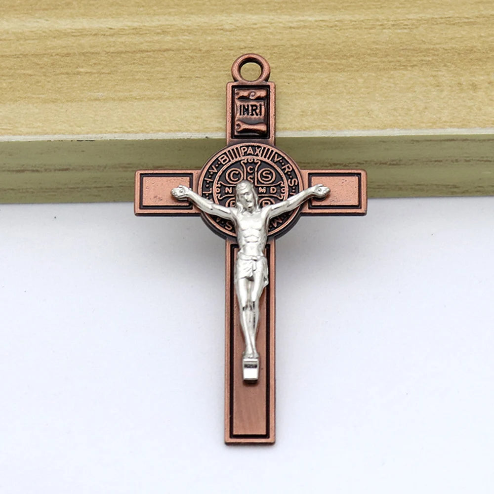 Vintage Bronze St. Benedict Crucifixion Pendant Charms - 5Pcs/Lot