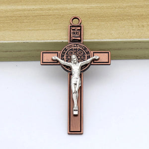 Vintage Bronze St. Benedict Crucifixion Pendant Charms - 5Pcs/Lot