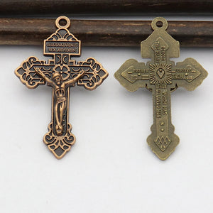 Ancient Bronze Heart Cross Pendant Charms for DIY Rosary Chaplet