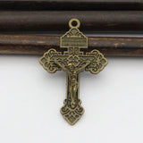 Ancient Bronze Heart Cross Pendant Charms for DIY Rosary Chaplet