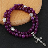 Diyalo Purple Beaded Prayer Rosary Bracelet Crucifix Our Lady Charms