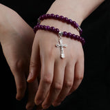 Diyalo Purple Beaded Prayer Rosary Bracelet Crucifix Our Lady Charms