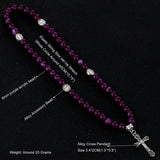 Diyalo Purple Beaded Prayer Rosary Bracelet Crucifix Our Lady Charms