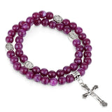 Diyalo Purple Beaded Prayer Rosary Bracelet Crucifix Our Lady Charms