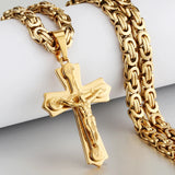 Diyalo Jesus Cross Necklace Stainless Steel Crucifix Pendant