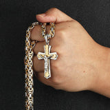 Diyalo Jesus Cross Necklace Stainless Steel Crucifix Pendant