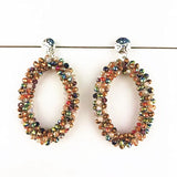 Crystal Bead Teardrop Earrings Bohemia Pendant Earrings