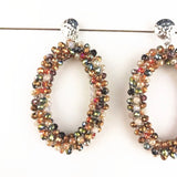 Crystal Bead Teardrop Earrings Bohemia Pendant Earrings