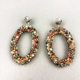 Crystal Bead Teardrop Earrings Bohemia Pendant Earrings