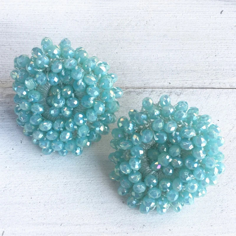 Bohemian Braid Round Crystal Earrings Statement Jewelry