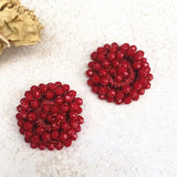 Crystal Small Round Flower Women'S Earrings Boho Stud Earing Christmas Jewelry