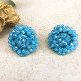 Crystal Small Round Flower Women'S Earrings Boho Stud Earing Christmas Jewelry