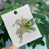 Women Brooch Style Elf Insects With Crystle Wings Lapel Pins Jewelry