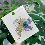 Women Brooch Style Elf Insects With Crystle Wings Lapel Pins Jewelry