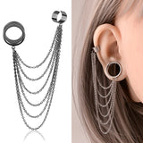 Doearko 2PCS Ear Gauges Tunnels Chain Stud Ear Clip for Women Men