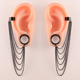 Doearko 2PCS Ear Gauges Tunnels Chain Stud Ear Clip for Women Men