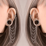 Doearko 2PCS Ear Gauges Tunnels Chain Stud Ear Clip for Women Men