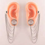 Doearko 2PCS Ear Gauges Tunnels Chain Stud Ear Clip for Women Men