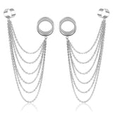 Doearko 2PCS Ear Gauges Tunnels Chain Stud Ear Clip for Women Men