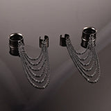 Doearko 2PCS Ear Gauges Tunnels Chain Stud Ear Clip for Women Men