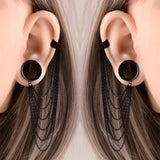 Doearko 2PCS Ear Gauges Tunnels Chain Stud Ear Clip for Women Men