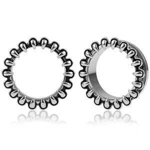 Doearko 2PCS Vintage Tooth Ear Gauges Tunnels Steel Plugs Women Piercing