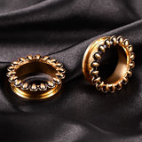 Doearko 2PCS Vintage Tooth Ear Gauges Tunnels Steel Plugs Women Piercing
