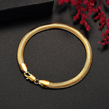 925 Sterling Silver Plated 18K Fine 6MM Snake Bone Necklace Bracelet Set