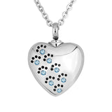 Dog Ashes Necklace Pet Paw Print Heart Shape Necklace Memorial Cremation Jewelry
