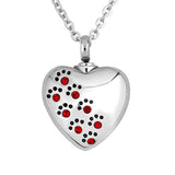 Dog Ashes Necklace Pet Paw Print Heart Shape Necklace Memorial Cremation Jewelry