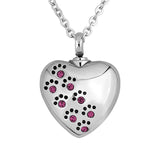Dog Ashes Necklace Pet Paw Print Heart Shape Necklace Memorial Cremation Jewelry