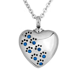 Dog Ashes Necklace Pet Paw Print Heart Shape Necklace Memorial Cremation Jewelry