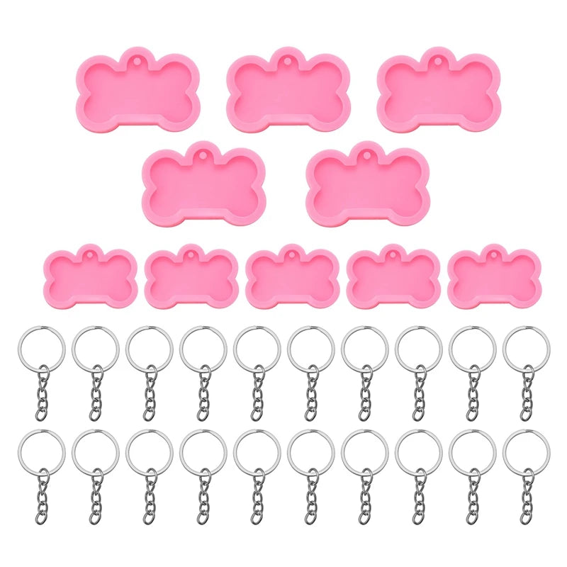 Dog Bone Resin Silicone Molds, 10Pcs DIY Dog Tag Epoxy Resin Mold