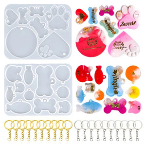 Dog Bone Tag Molds with Key-Rings for DIY Crafts