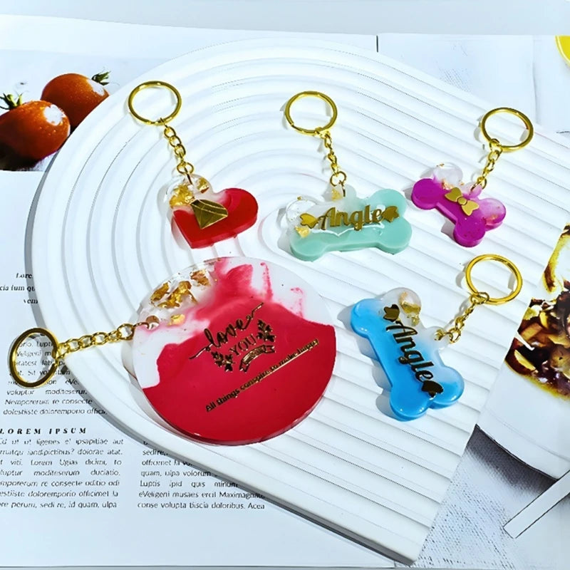 Dog Bone Tag Molds with Key-Rings for DIY Crafts