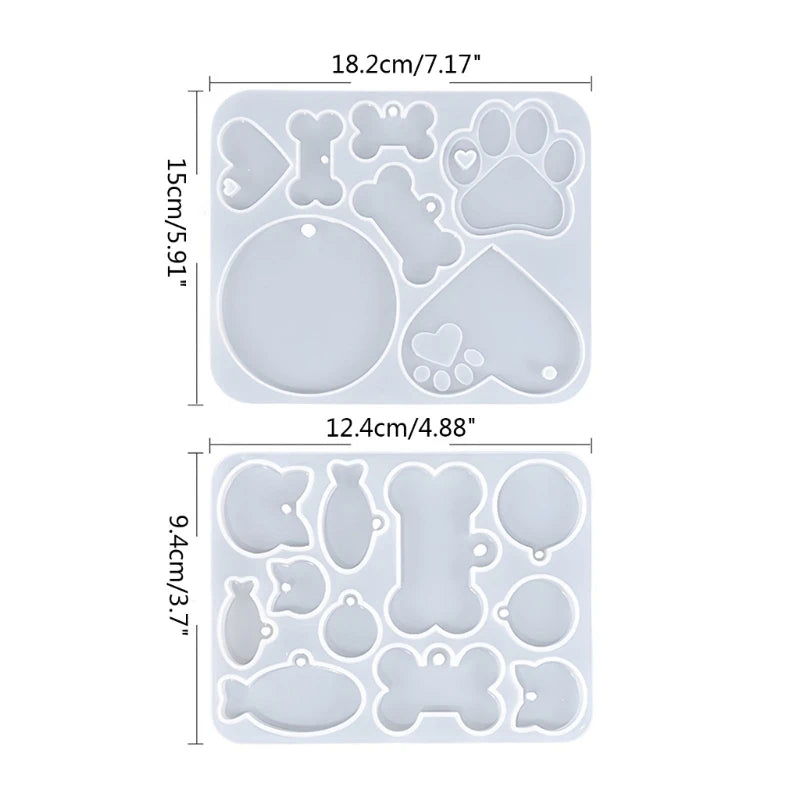 Dog Bone Tag Molds with Key-Rings for DIY Crafts