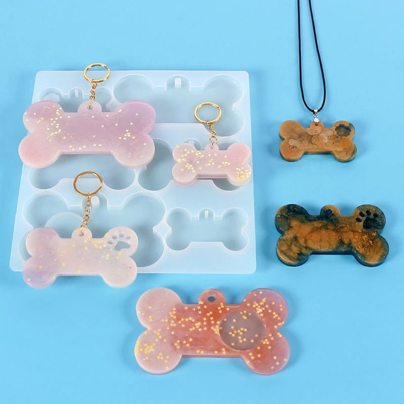 Dog Bone Tag Epoxy Resin Mold Keychain Pet Hanging Sign Silicone Mould