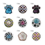 Dog Flower 12mm Rhinestone Charms Metal Snap Button DIY Jewelry