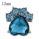Dog Flower 12mm Rhinestone Charms Metal Snap Button DIY Jewelry