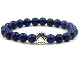 Dog Paw Charm Bracelet 8mm Natural Stone Beads Bear Claw Stretch Jewelry